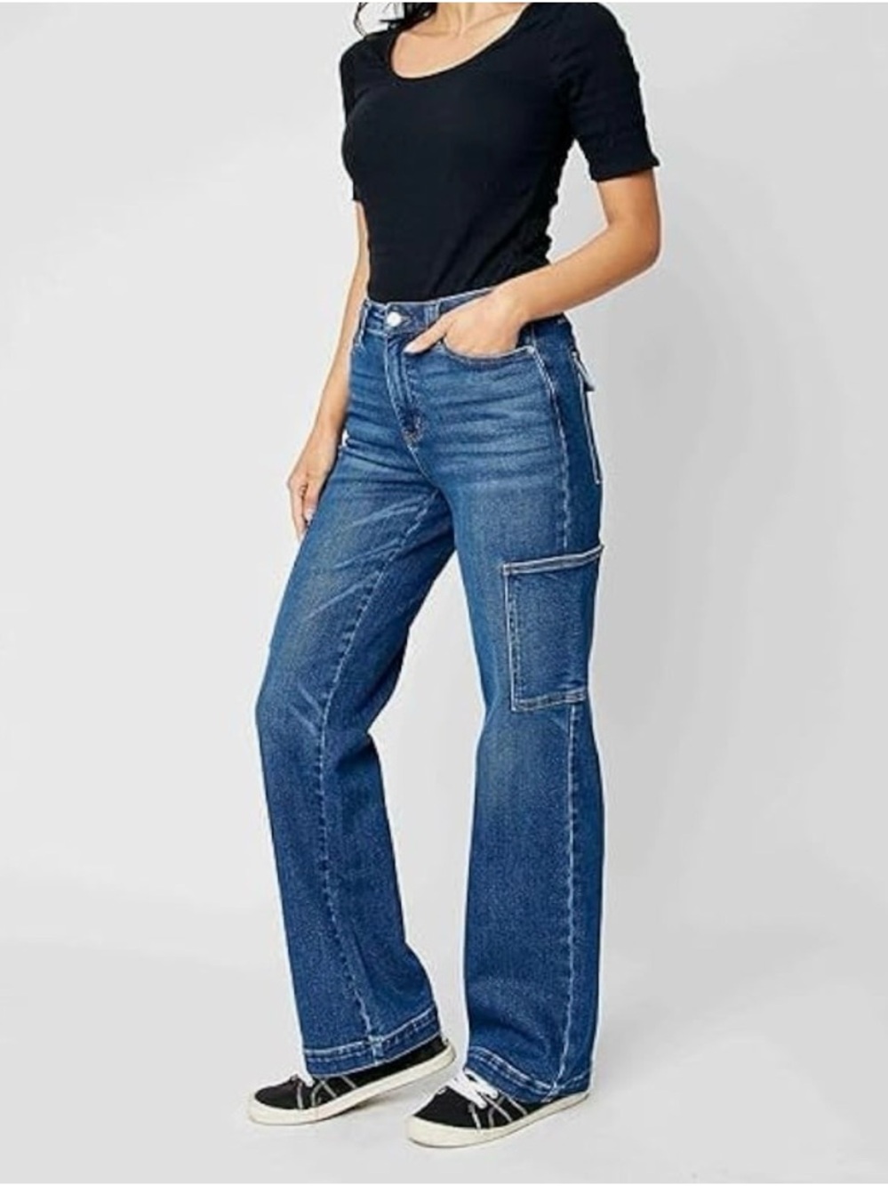 Judy Blue High Waisted Wide Leg Cargo Pocket Jeans Size 11 Size 30